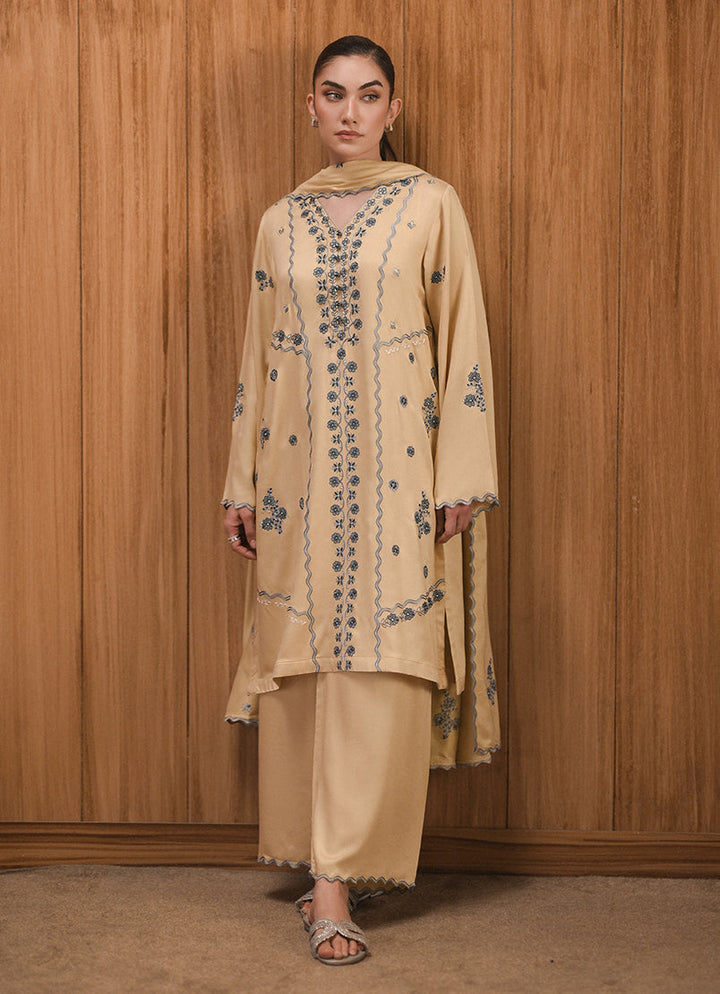 Twill Viscose Yellow Stitched Suit - Image