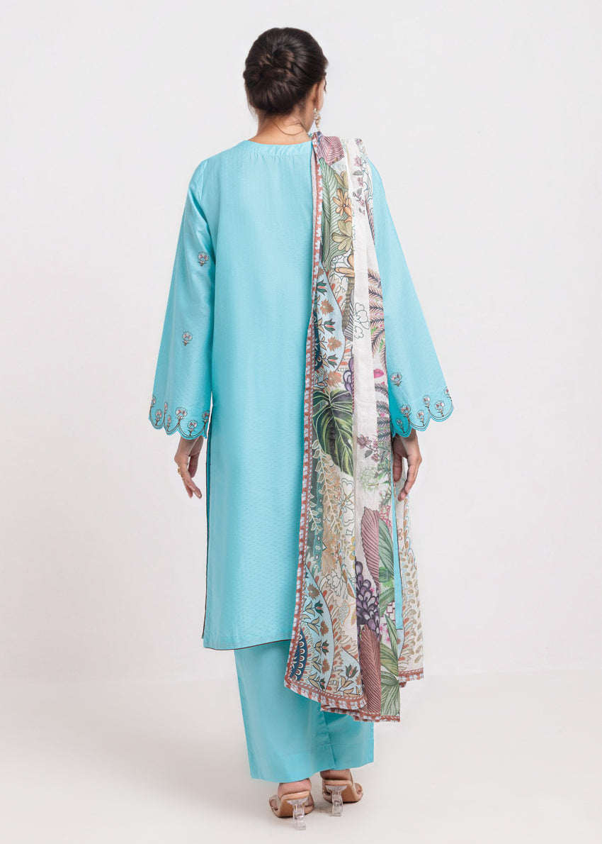 Dobby Blue Stitched Suit - Bonanza