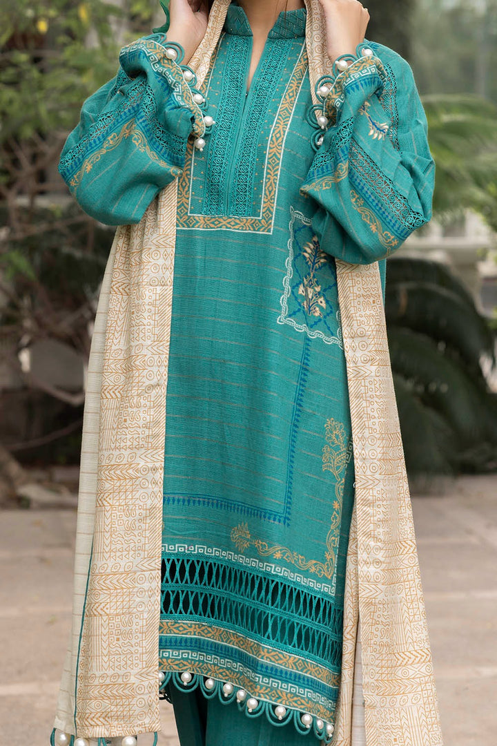 Khaddar Printed Sea Green Stitched Suit - Gul Ahmed
