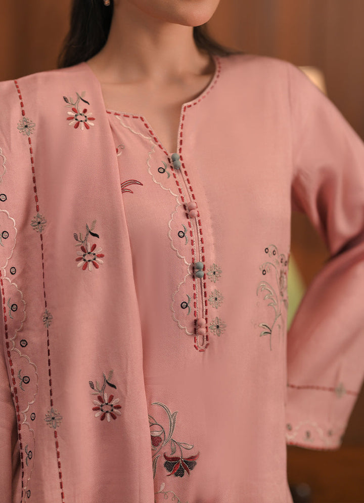 Twill Viscose Pink Stitched Suit - Image