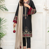 Embroidered Premium Viscose Black Stitched Suit - Jazmin