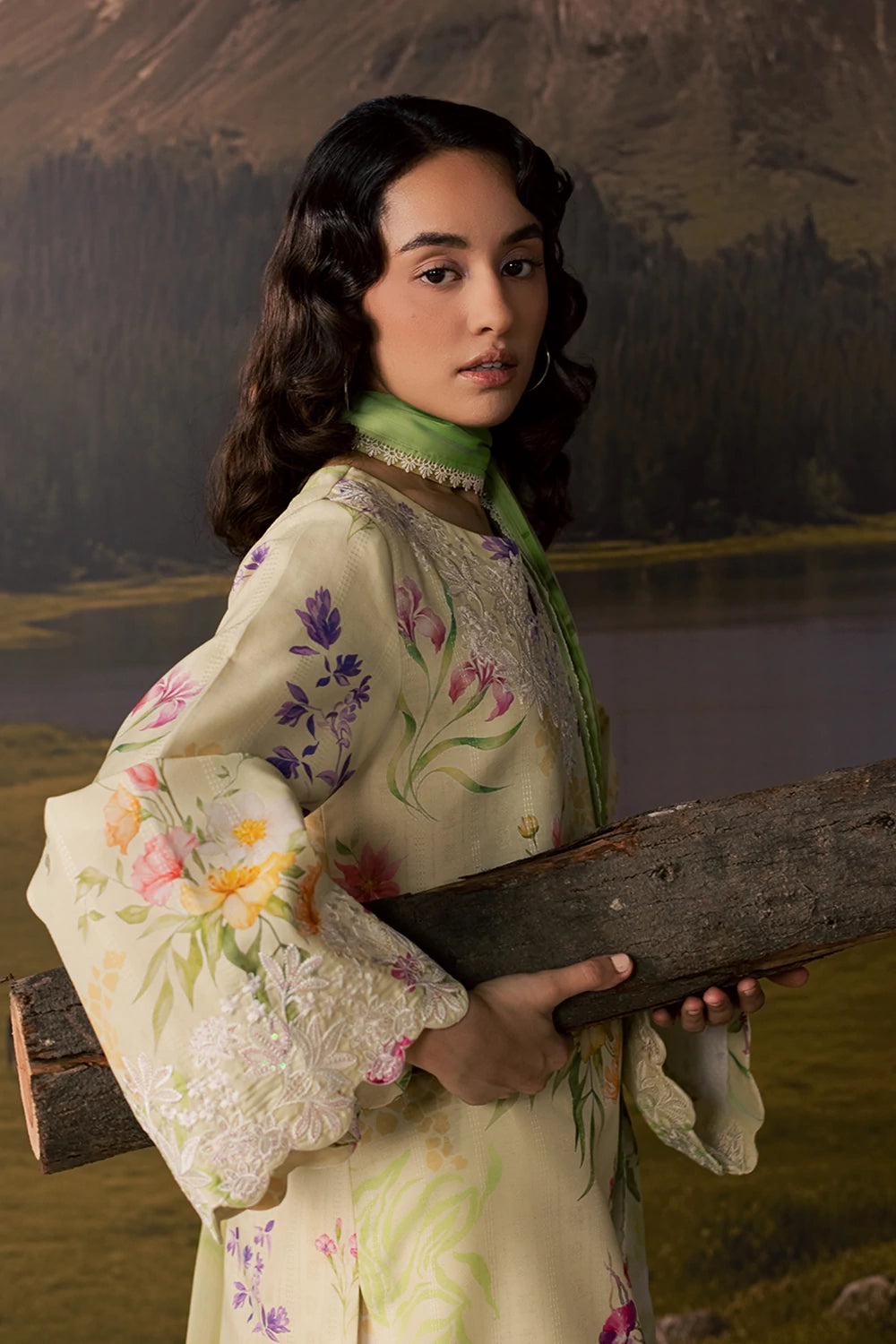 Dobby Lawn Butter Cream Stitched Suit - Vanya