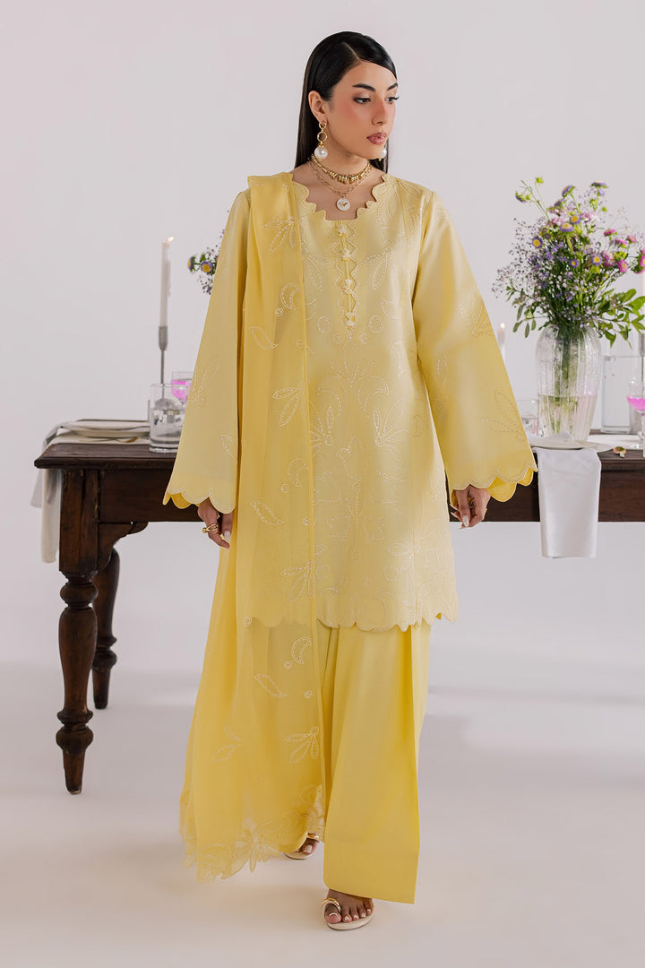Embroidered Lawn Yellow Stitched Suit - Nureh