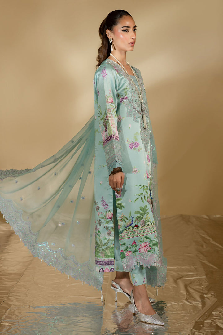 Silk Sky Blue Stitched Suit - Nureh