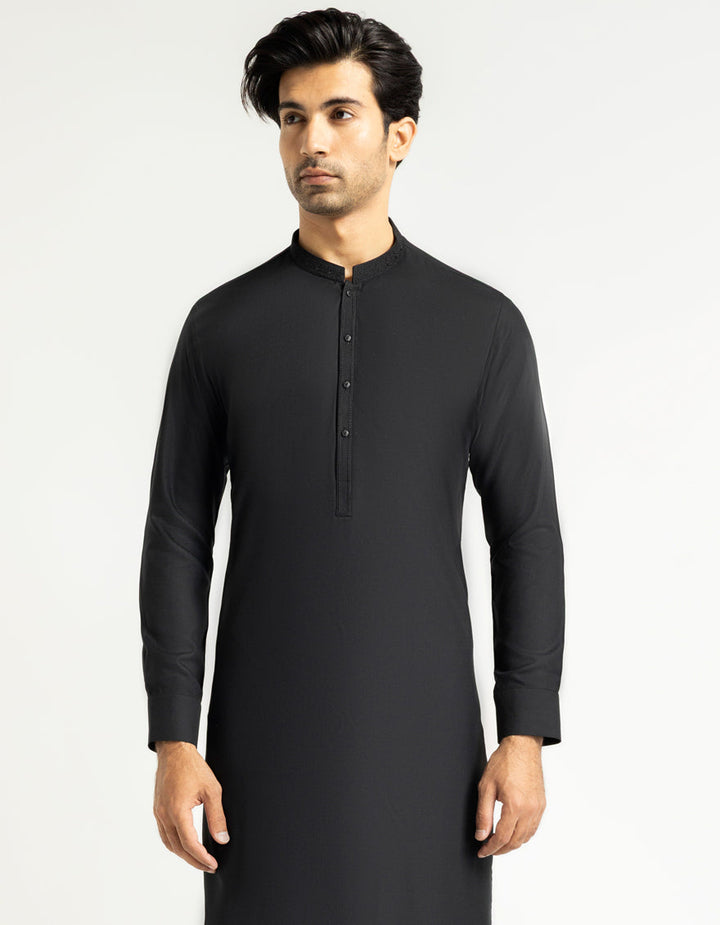 Blended Black Kurta Trouser - J. Junaid Jamshed