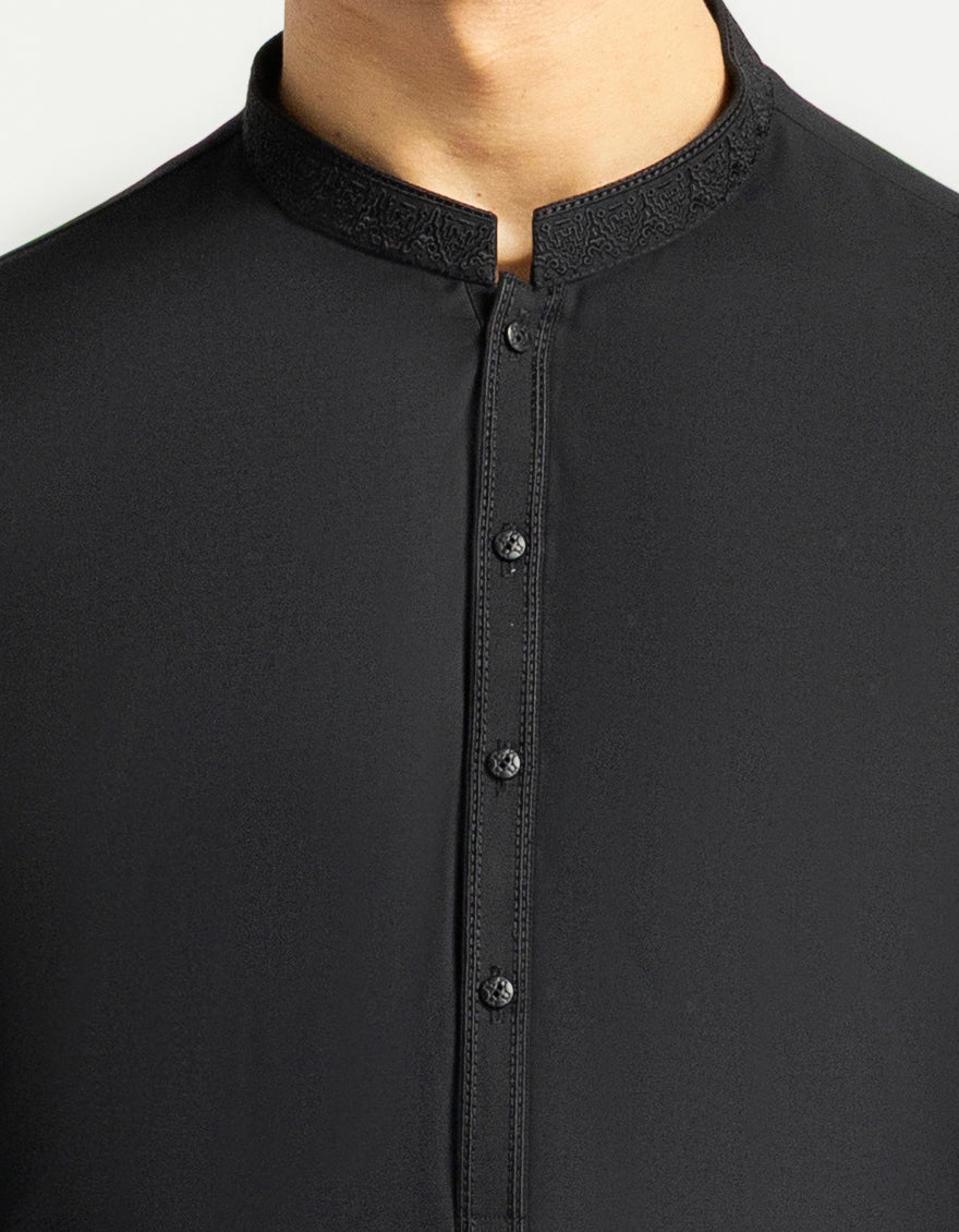 Blended Black Kurta Trouser - J. Junaid Jamshed