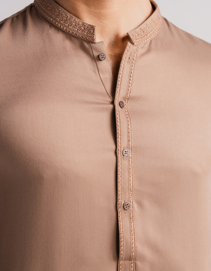 Blended Brown Kurta Trouser - J. Junaid Jamshed