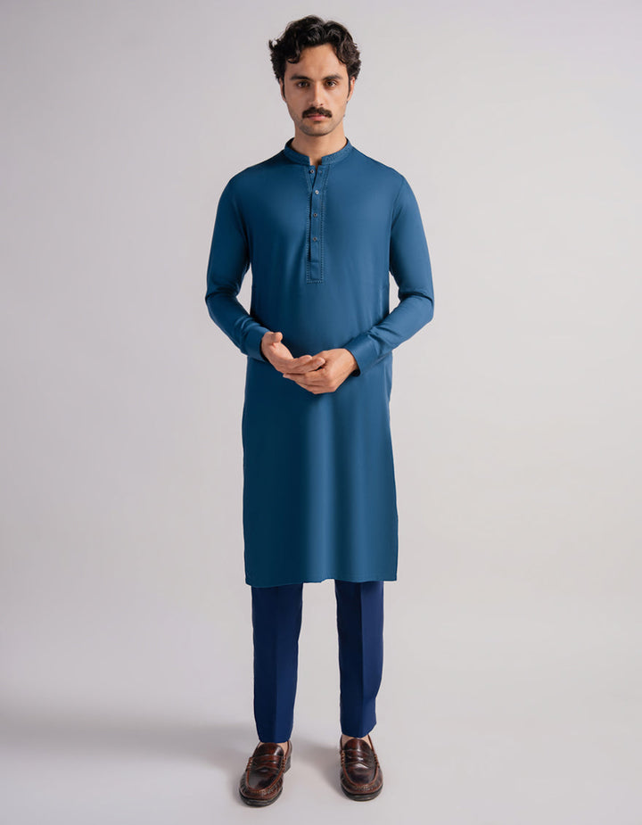 Blended Teal Kurta Trouser - J. Junaid Jamshed