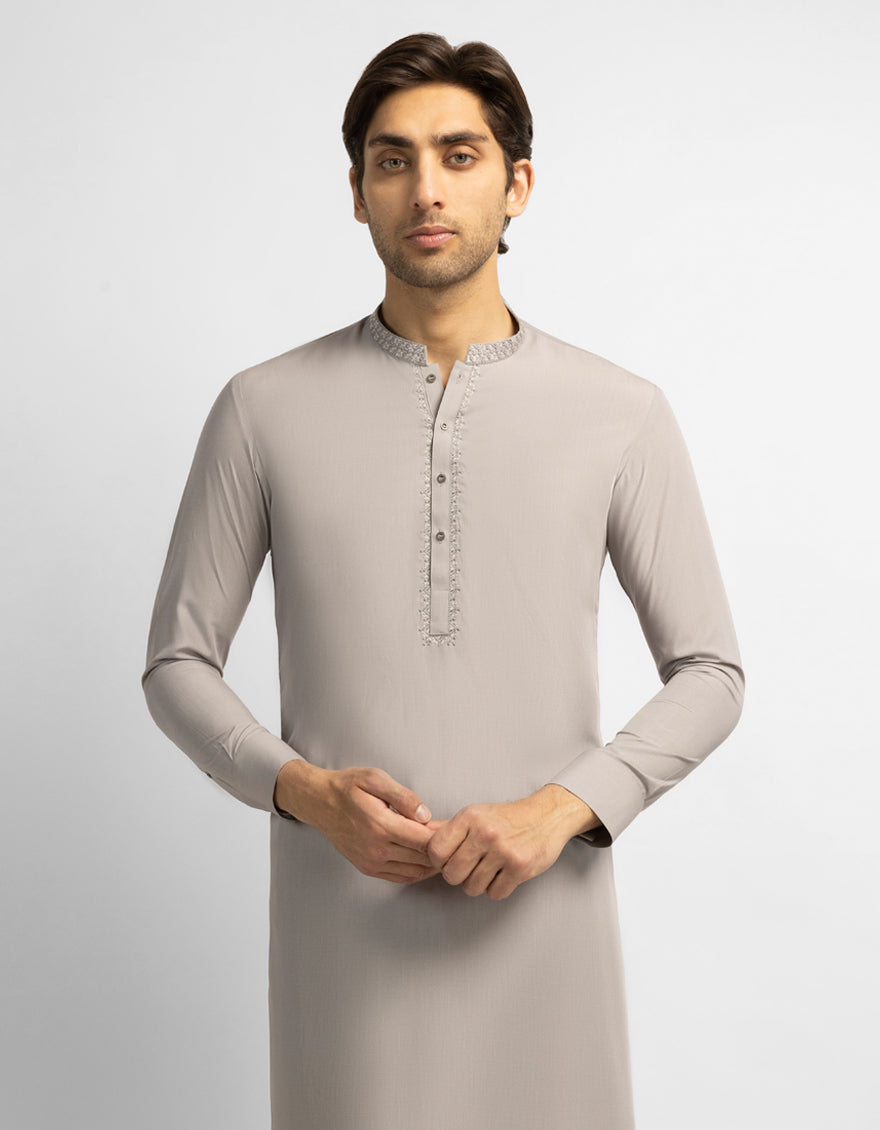 Blended Grey Kurta Trouser - J. Junaid Jamshed