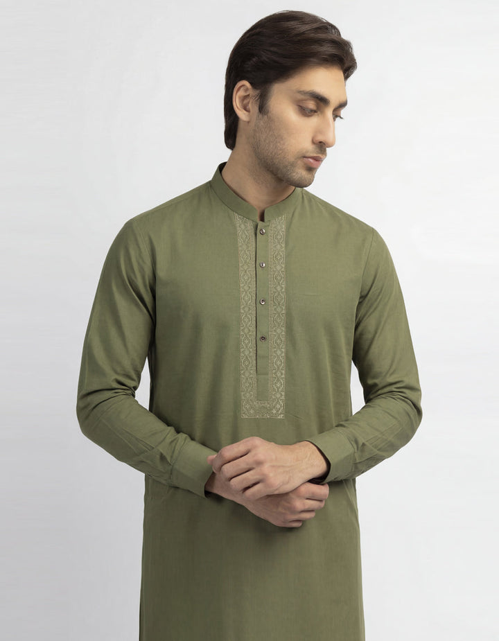 Cotton Green Kurta - J. Junaid Jamshed