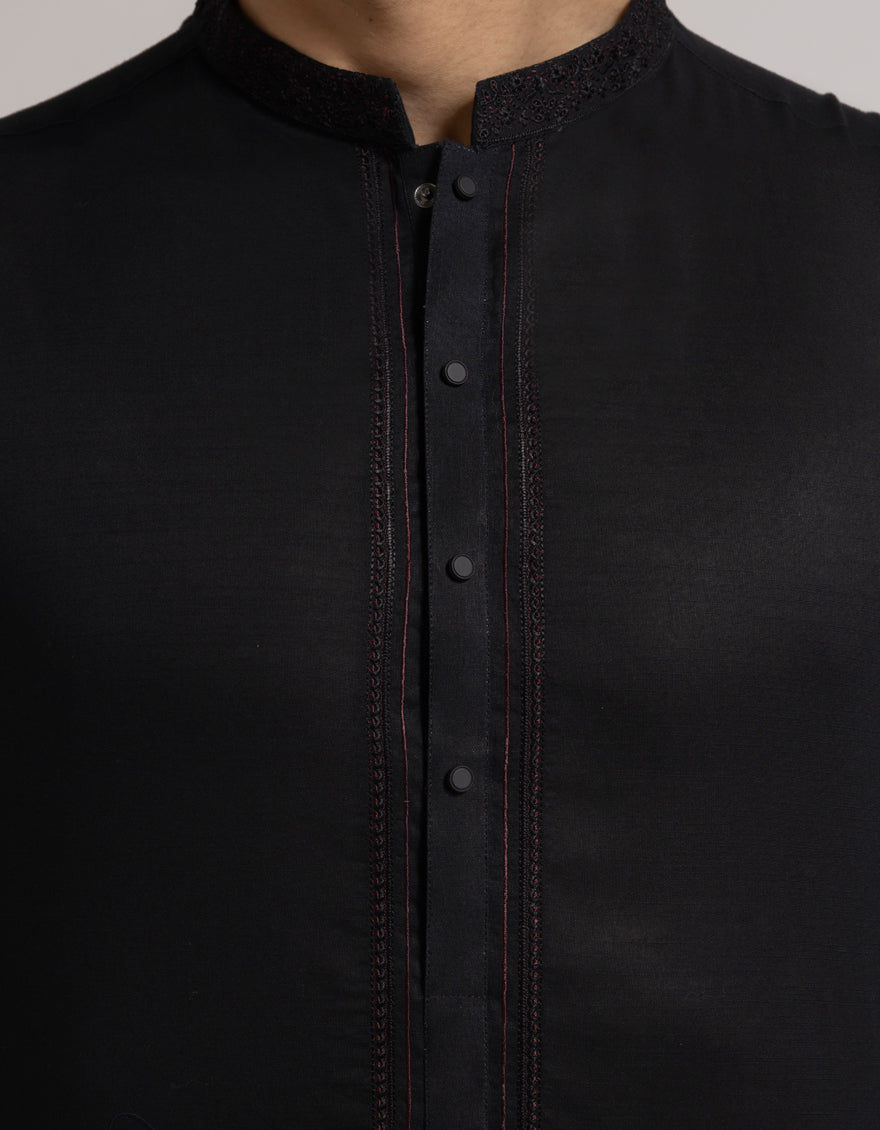 Cotton Black Kurta - J. Junaid Jamshed