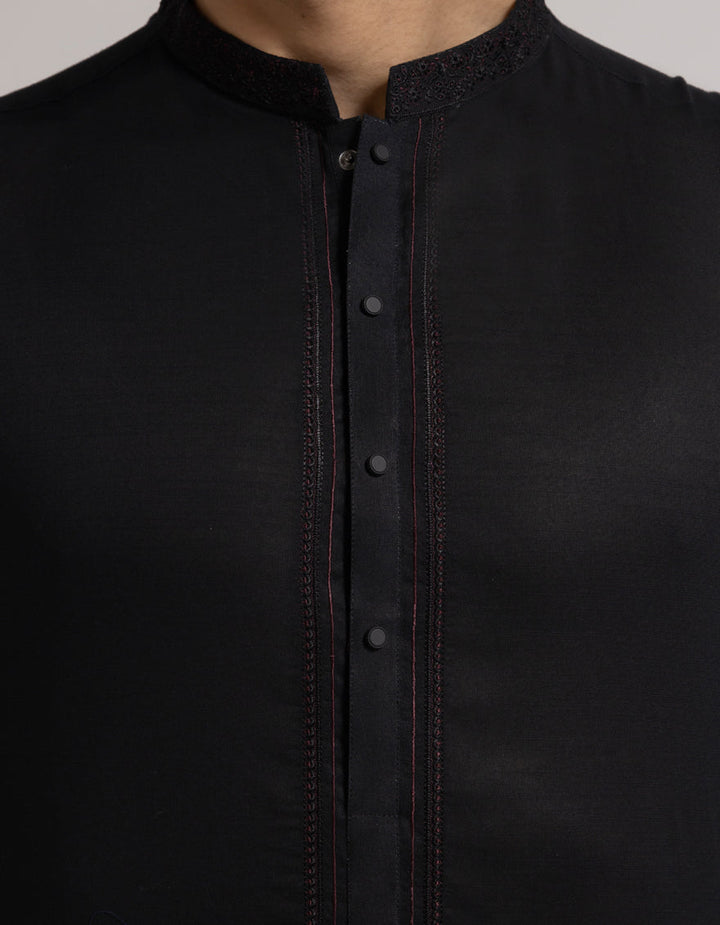Cotton Black Kurta - J. Junaid Jamshed