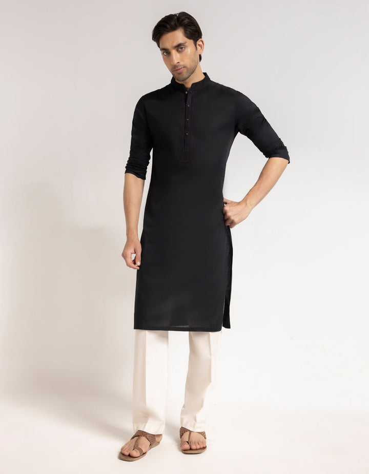 Cotton Black Kurta - J. Junaid Jamshed