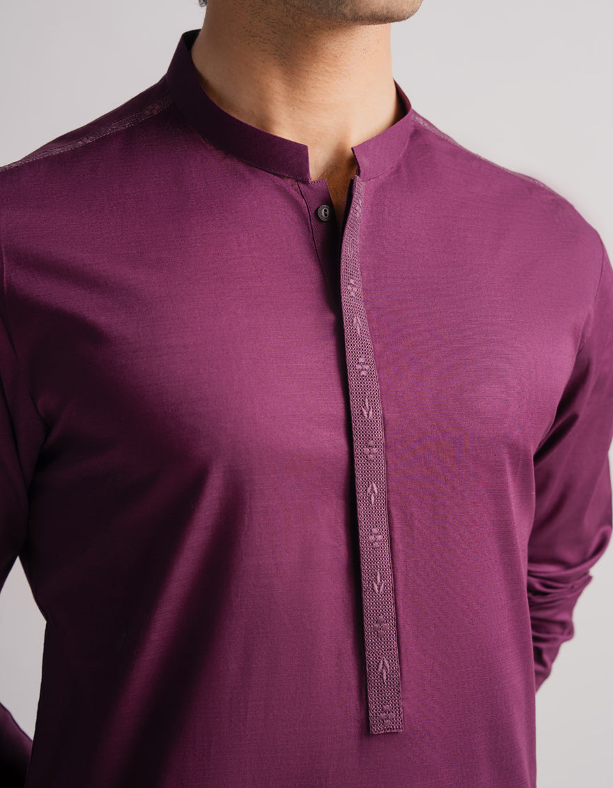 Cotton Purple Kurta - J. Junaid Jamshed