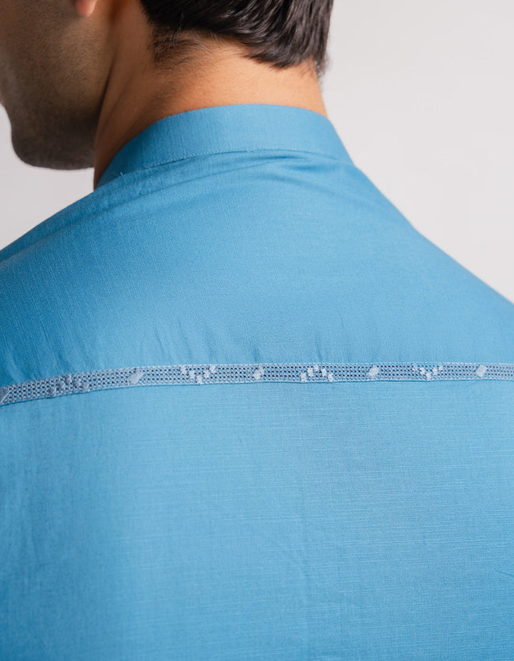 Cotton Aqua Blue Kurta - J. Junaid Jamshed