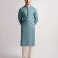 Blended Turquoise Kurta - J. Junaid Jamshed