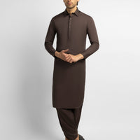 Cotton Dark Brown Shalwar Kameez - J. Junaid Jamshed