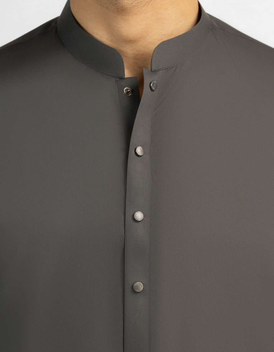 Cotton Heter Grey Kurta Trouser - J. Junaid Jamshed