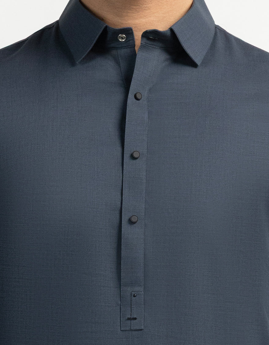 Blended Bluish Grey Shalwar Kameez - J. Junaid Jamshed