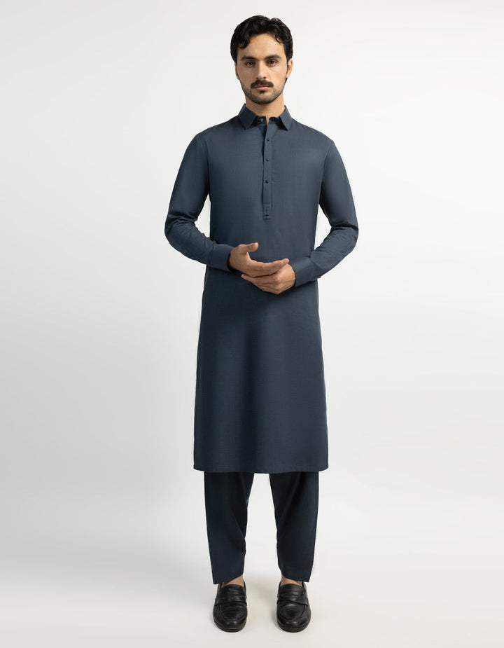 Blended Bluish Grey Shalwar Kameez - J. Junaid Jamshed