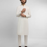 Blended Off White Kurta Trouser - J. Junaid Jamshed
