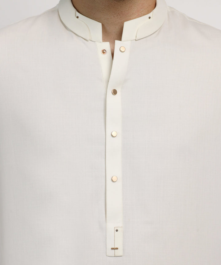 Blended Off White Kurta Trouser - J. Junaid Jamshed