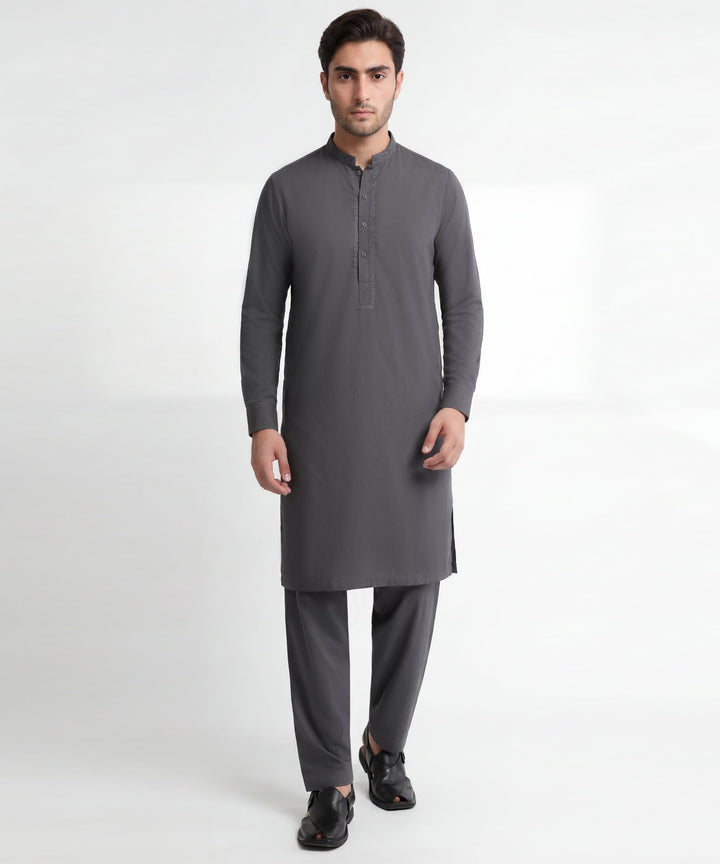 Blended Grey Kurta Trouser - J. Junaid Jamshed