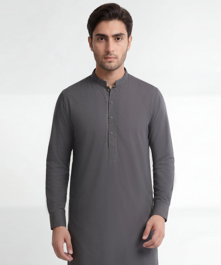 Blended Grey Kurta Trouser - J. Junaid Jamshed