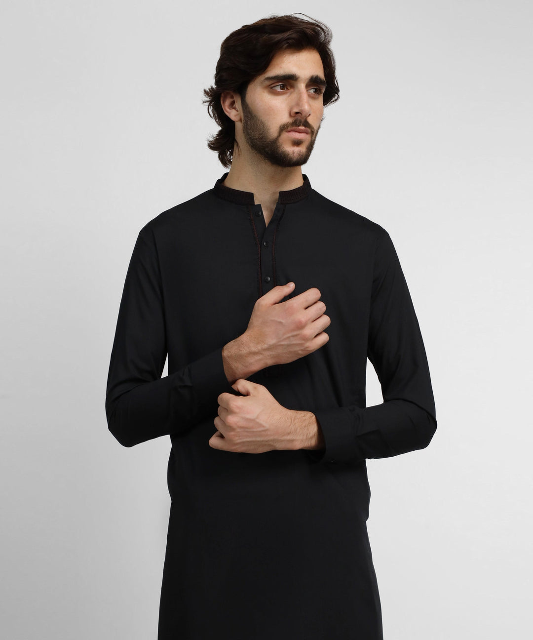 Blended Black Kurta Trouser - J. Junaid Jamshed