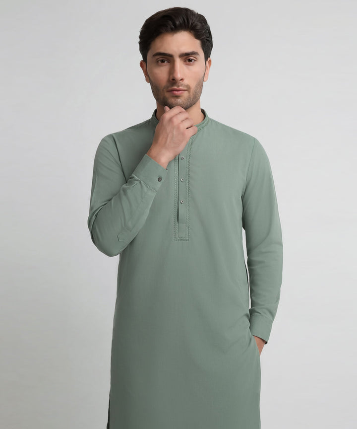 Blended Green Kurta Trouser - J. Junaid Jamshed