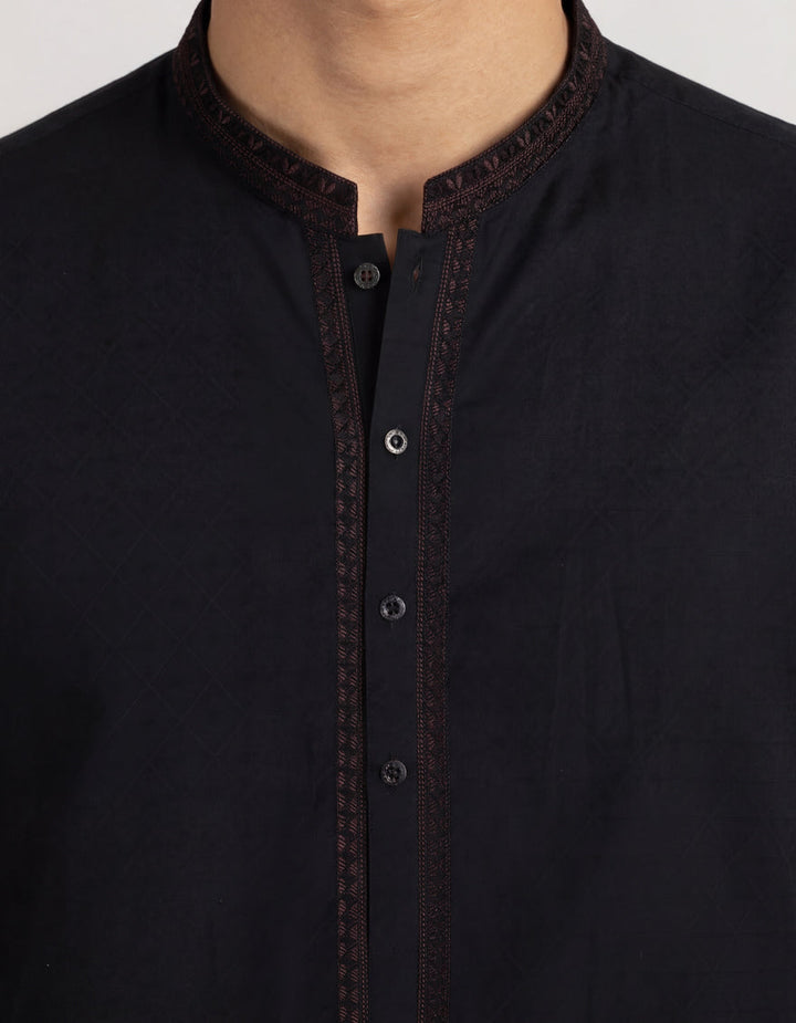 Cotton Black Kurta - J. Junaid Jamshed