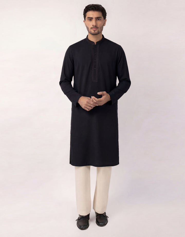 Cotton Black Kurta - J. Junaid Jamshed