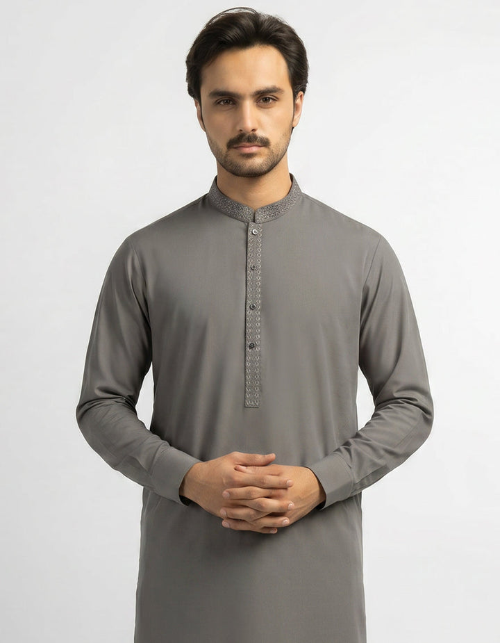 Blended Grey Kurta Trouser - J. Junaid Jamshed