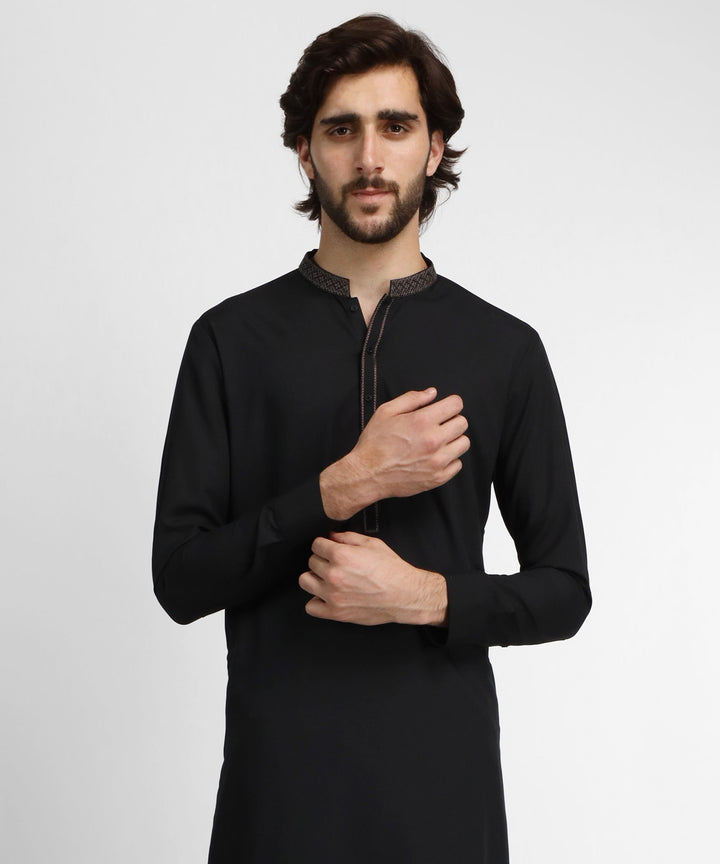 Blended Black Kurta Trouser - J. Junaid Jamshed