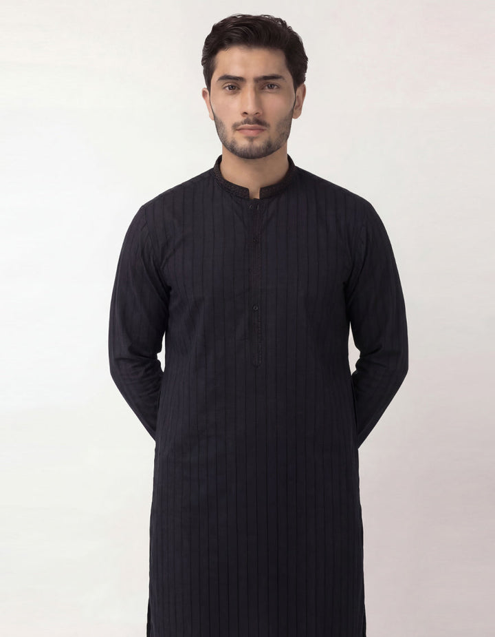 Cotton Black Kurta - J. Junaid Jamshed