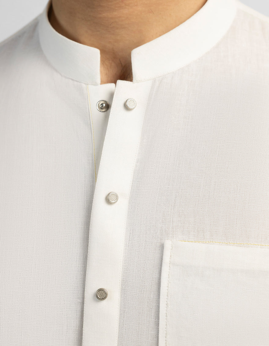 Blended Off White Kurta Trouser - J. Junaid Jamshed