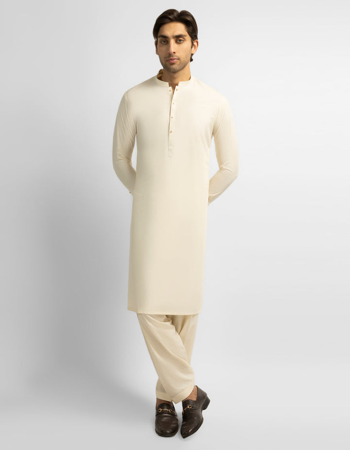 Blended Cream Shalwar Kameez - J. Junaid Jamshed