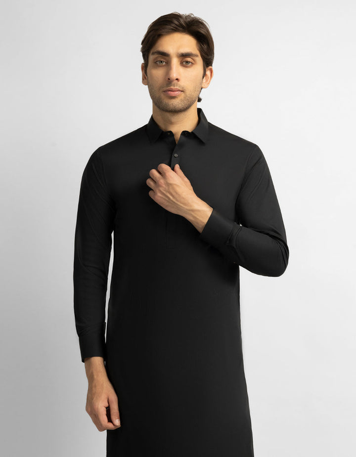 Cotton Black Shalwar Kameez - J. Junaid Jamshed