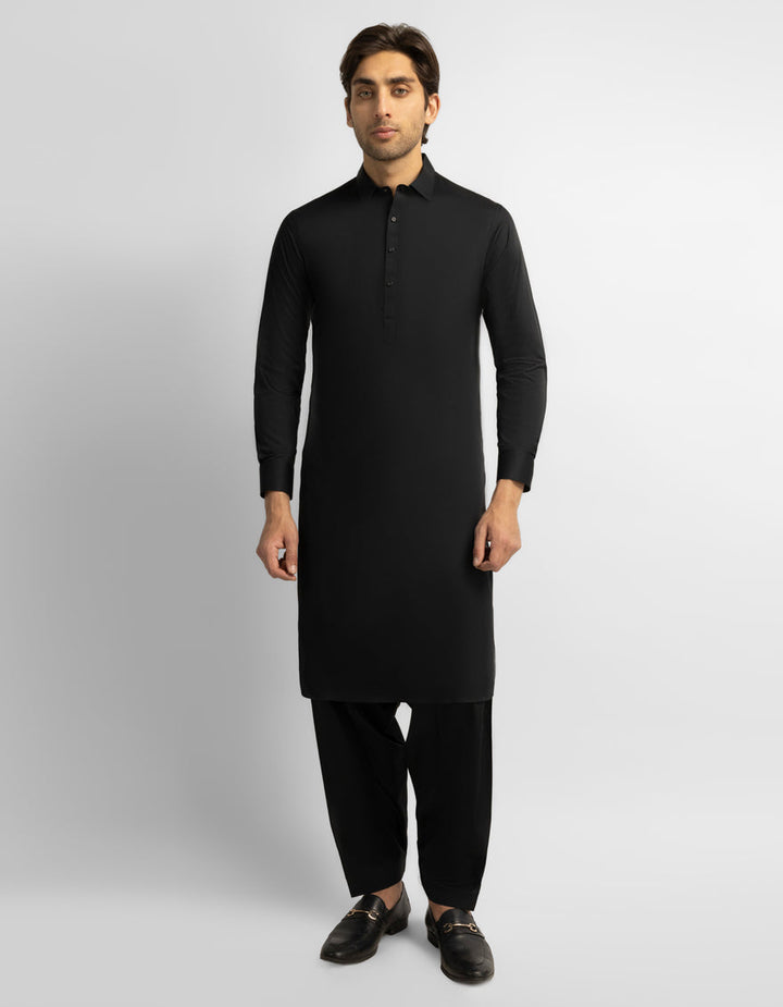 Cotton Black Shalwar Kameez - J. Junaid Jamshed