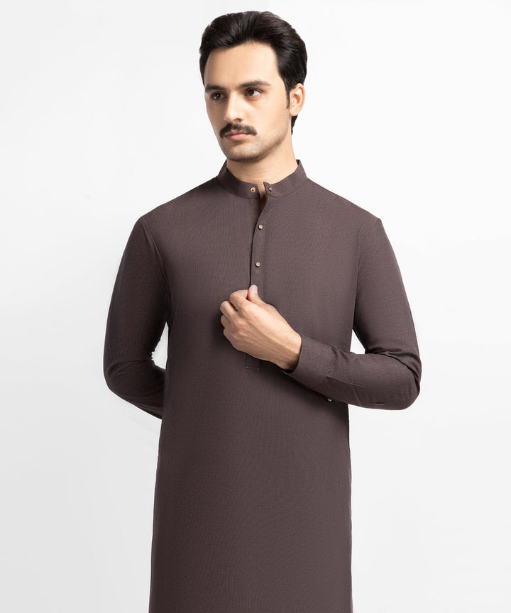 Blended Brown Shalwar Kameez - J. Junaid Jamshed