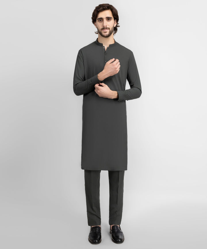 Blended Deep Green Kurta Trouser - J. Junaid Jamshed