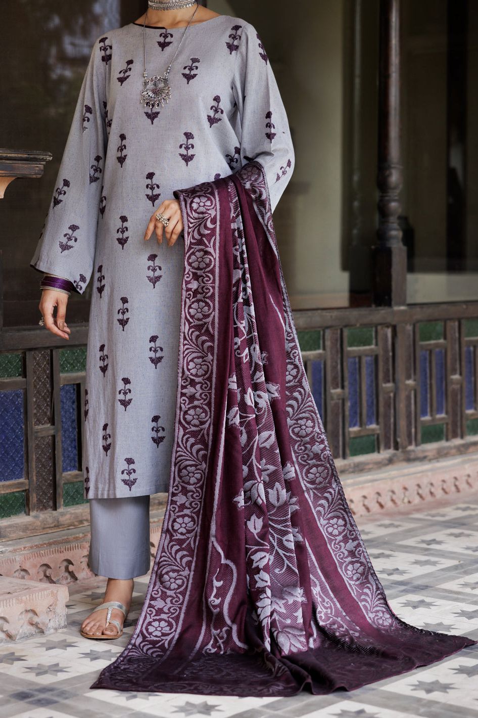 Yarn Dyed Grey Stitched Suit - Almirah