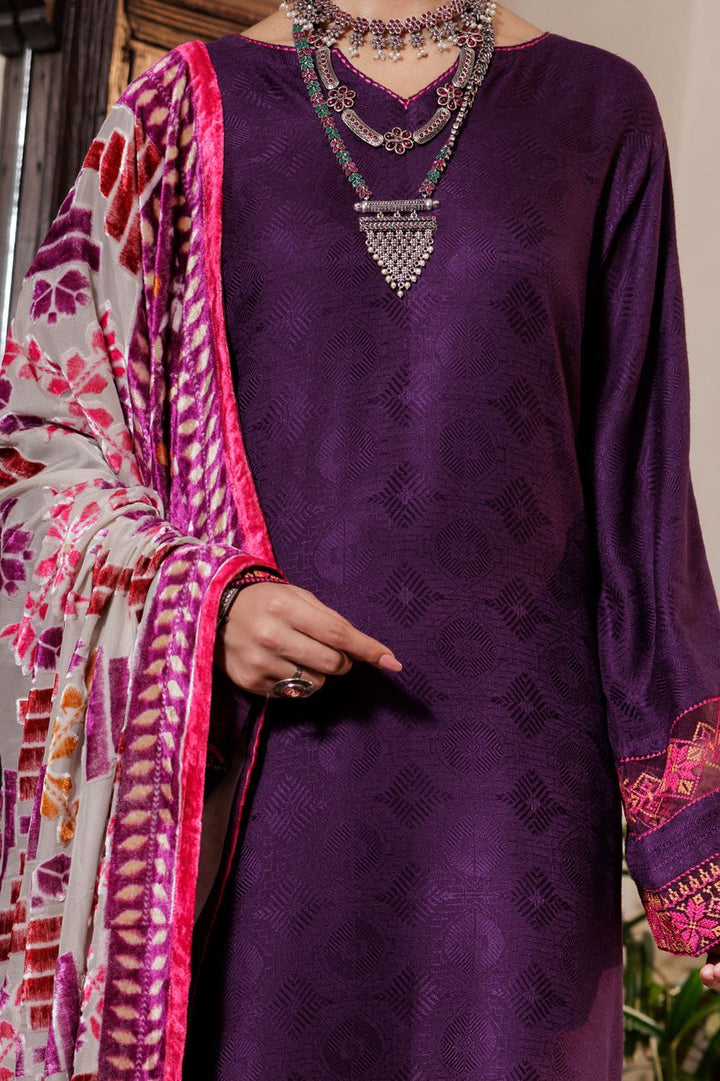 Yarn Dyed Purple Stitched Suit - Almirah