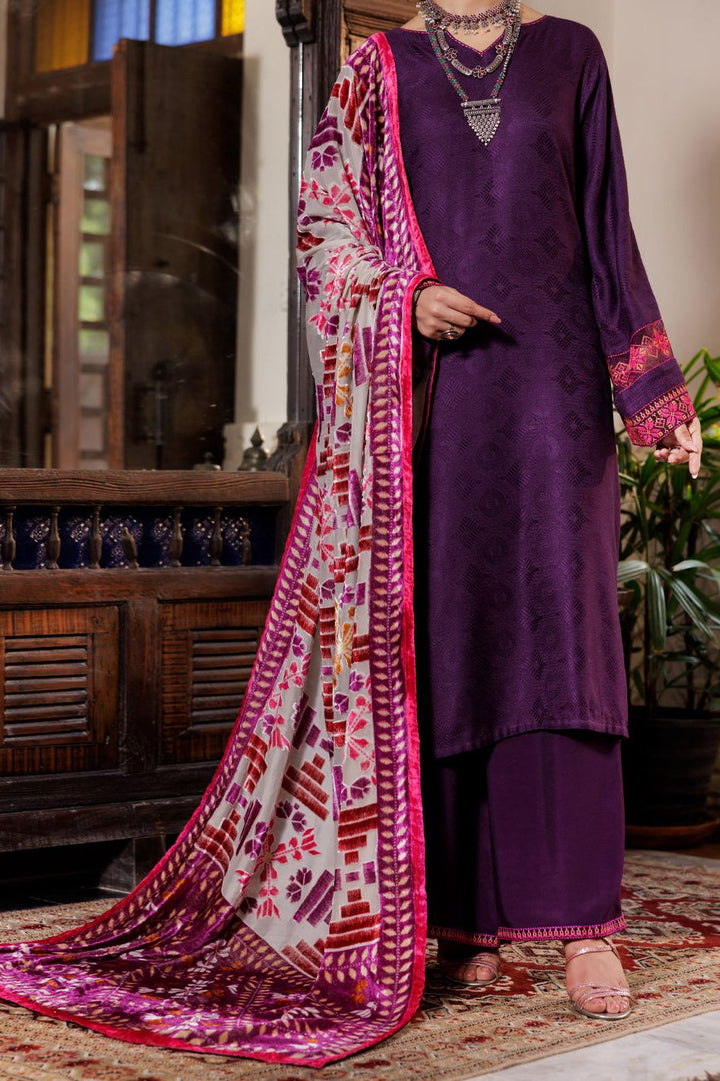 Yarn Dyed Purple Stitched Suit - Almirah