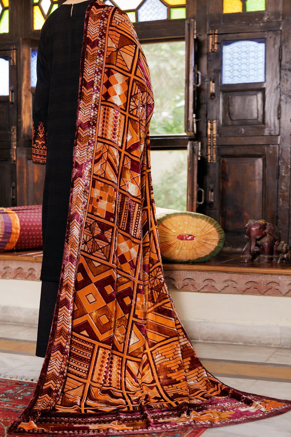 Yarn Dyed Black Stitched Suit - Almirah