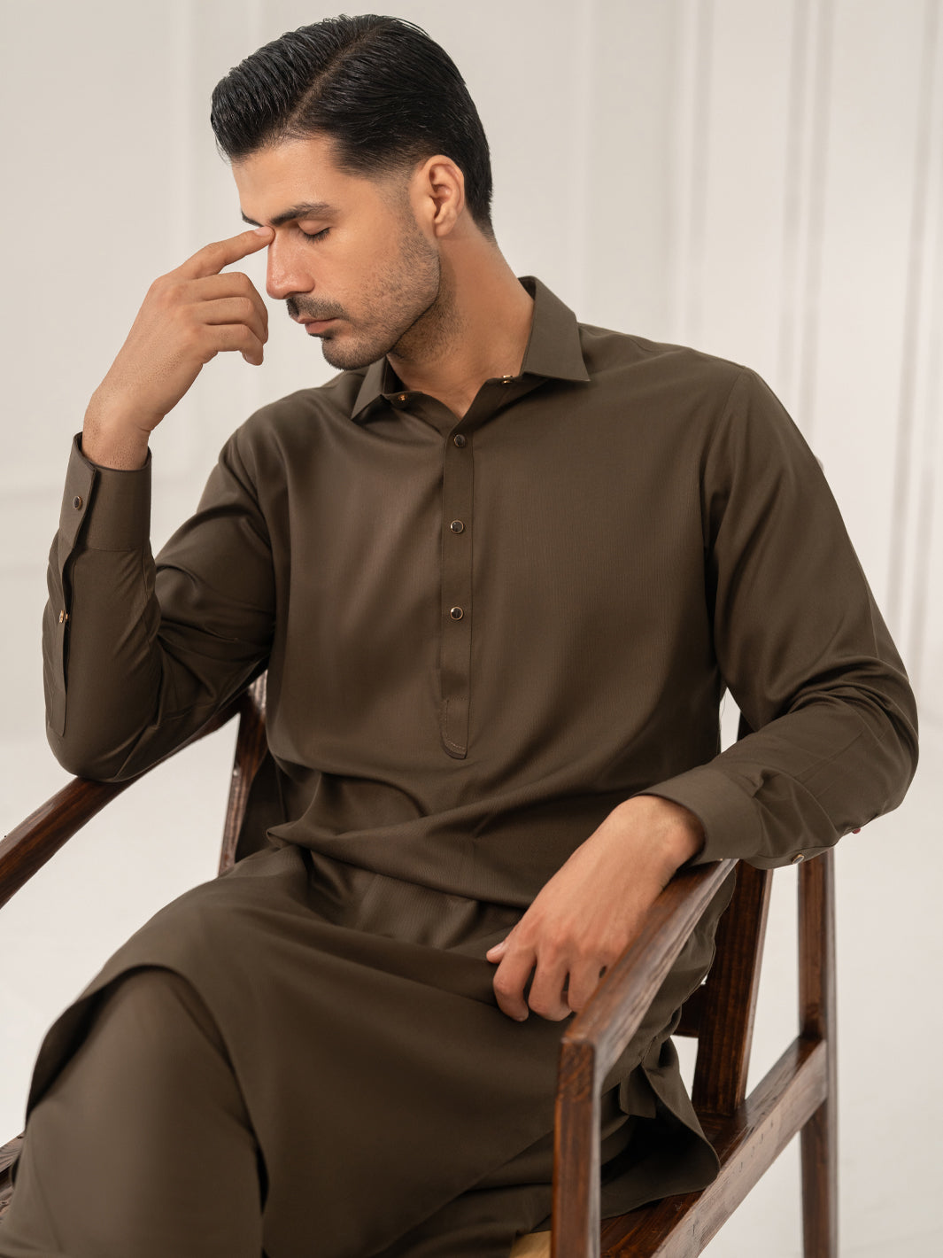 Blended Olive Shalwar Kameez - Almirah