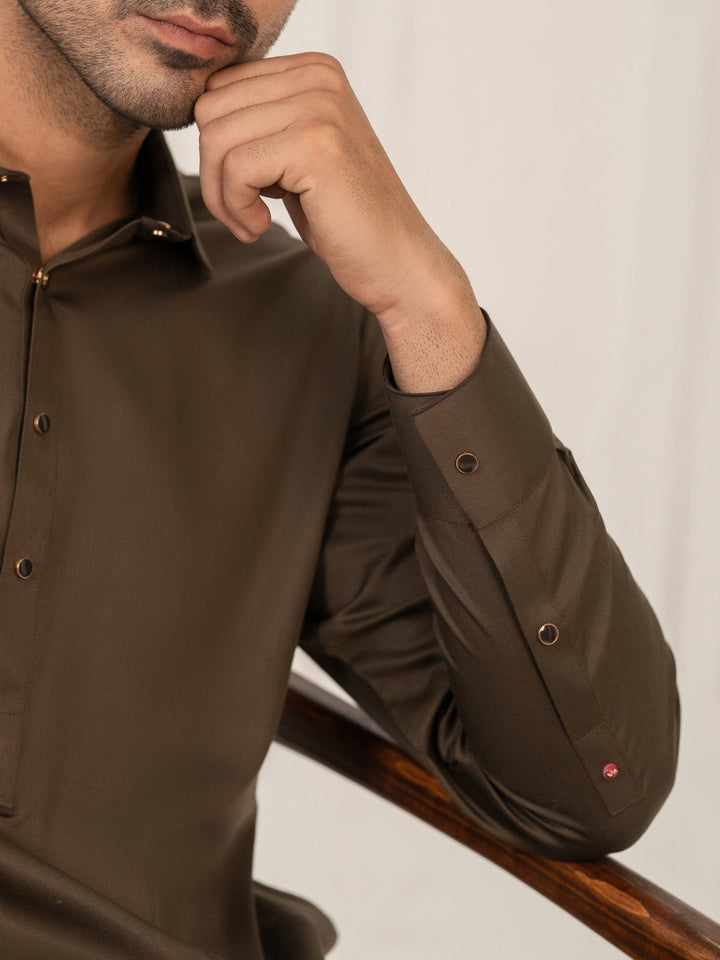 Blended Olive Shalwar Kameez - Almirah