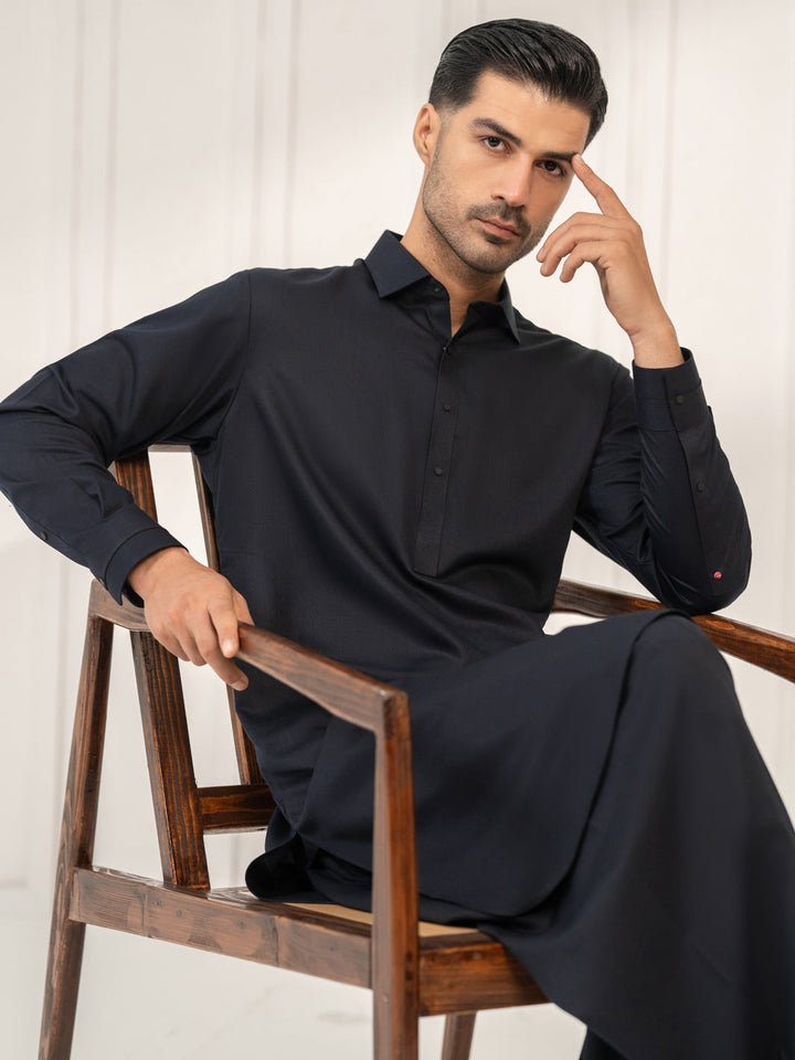 Blended Midnight Blue Shalwar Kameez - Almirah