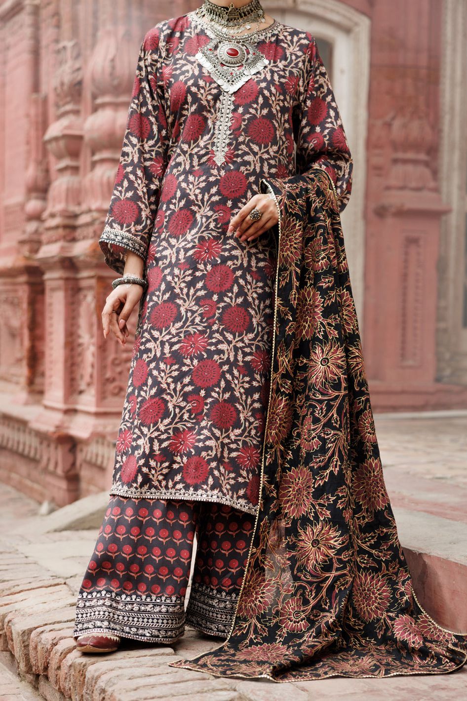 Maple Silk Maroon Unstitched Suit - Almirah