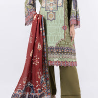 Cambric Green Unstitched Suit - Almirah